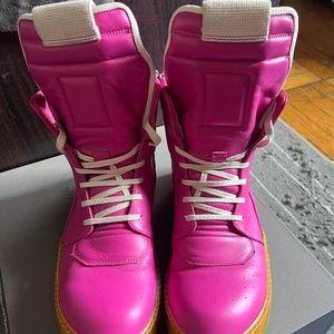 RICK OWENS SS 2023 EDFU FUSCIA/LEMON SOLE GEOBASKET SHOES